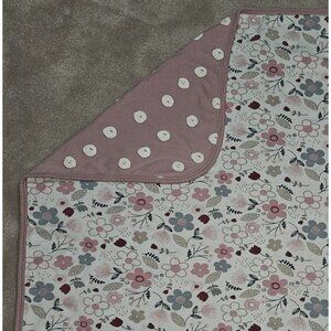 Gerber Organic Cotton Baby Blanket Pink White Floral Polka Dots 29x33 READ